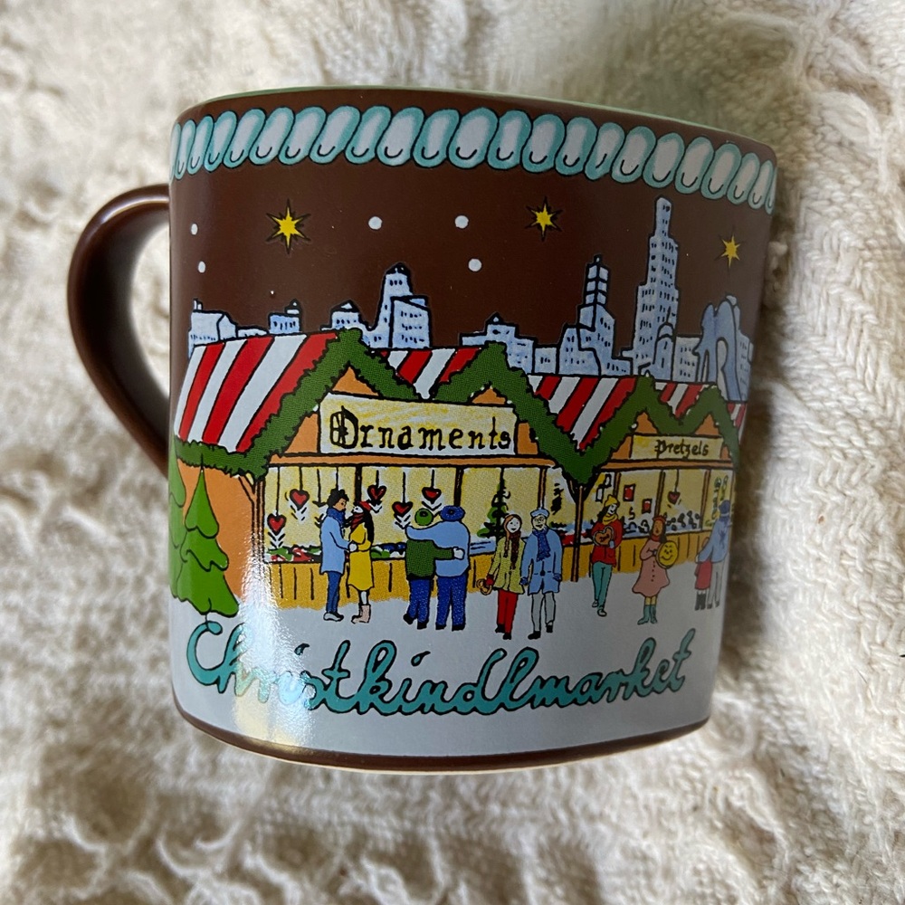 Christkindlmarket Chicago Heart Mug 2018 German Brown/Green Souvenir 3.5"H EUC